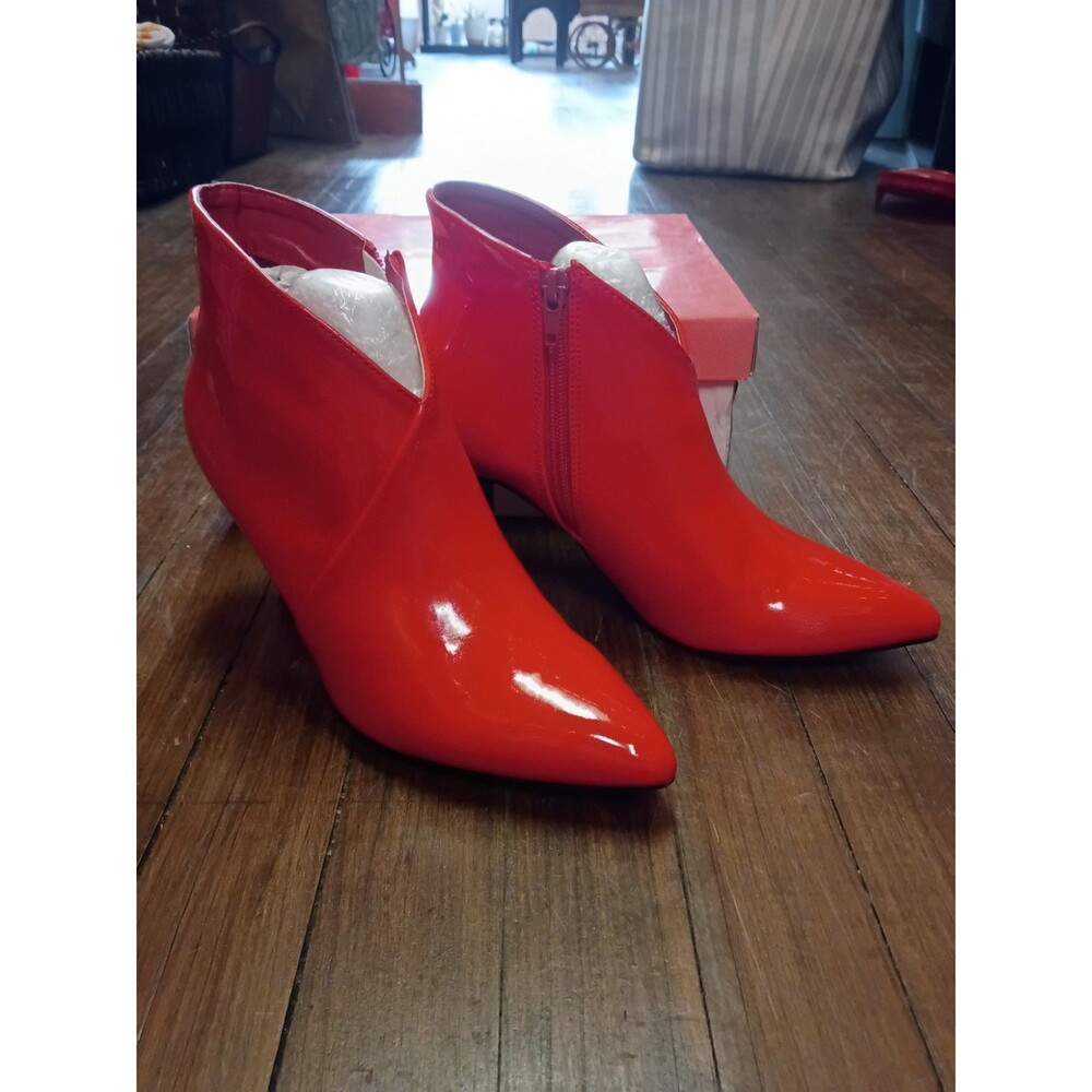 Allegra K Women's Pointed Toe Stiletto Ankle Boots Shiny Patent Leather Size 7